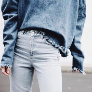 Topshop Boutique Frayed Denim Shirt